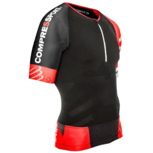 Camisa De Triathlon Compressport TR3 Preto/Vermelho (PP)