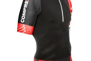 Camisa De Triathlon Compressport TR3 Preto/Vermelho (PP)